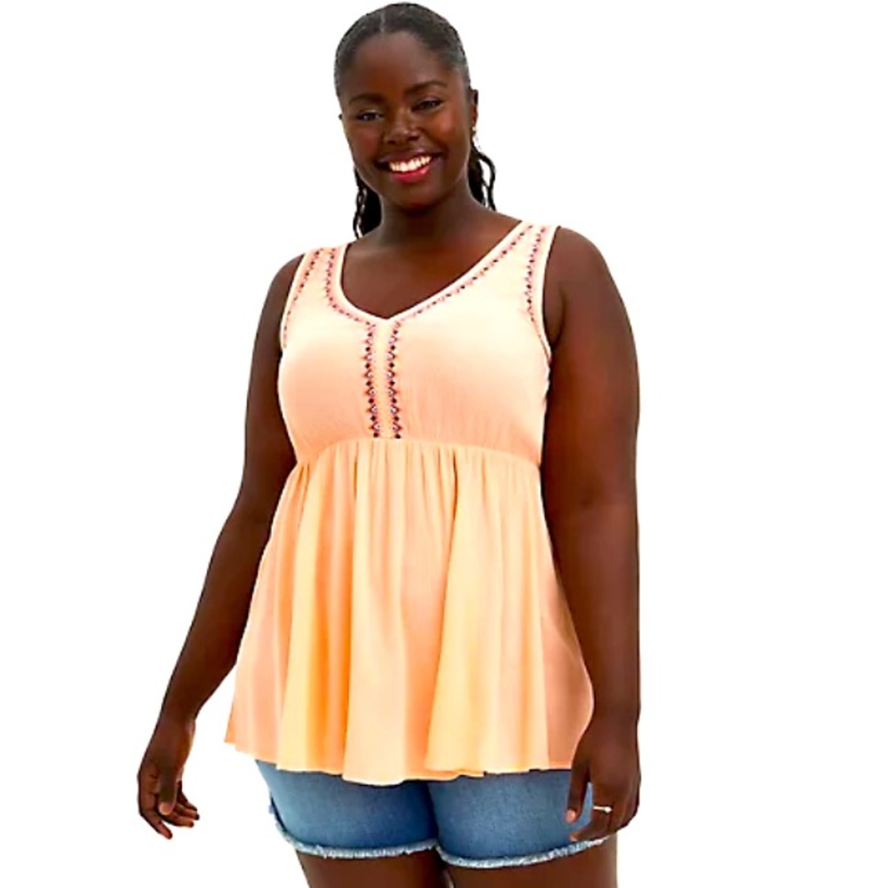Torrid Embroidered Babydoll Top size 00